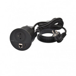 Zásuvka 230V + USB nabíjačka + dáta, Disq 80, čierna| smartparts.sk