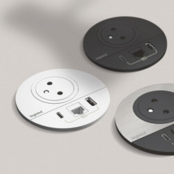 Zásuvka 230V + USB nabíjačka + dáta, Disq 80, kov kryt | smartparts.sk