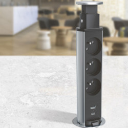 Výsuvný blok zásuviek, stĺpik, 3 x 230V + nabíjačka | smartparts.sk