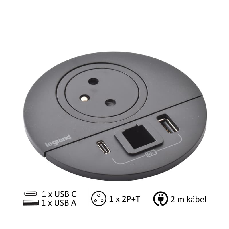 654707 zasuvka cierna Disq 80 Legrand incara