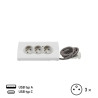 #1212 #0485  Predl tab 3x2p+t usb 1.5m biel