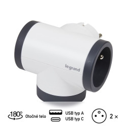 #1120 #0364  Adapt boč otoč 2x2p+t usb b/ts