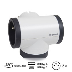 #1121 #0365  Adapt boč otoč 2x2p+t usb b/ts