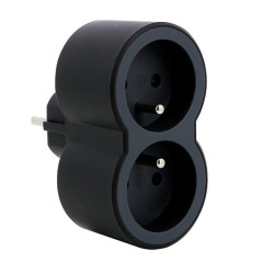 #1225 #0500 Adaptér čelný 2x230V čierna