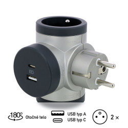 #1117 #0360  Adapt boč otoč 2x2p+t usb h/ts