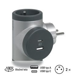#1118 #0361  Adapt boč otoč 2x2p+t usb h/ts