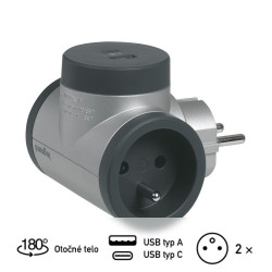 #1119 #0362  Adapt boč otoč 2x2p+t usb h/ts